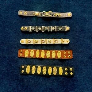 Leather Bracelets: Set of 5
